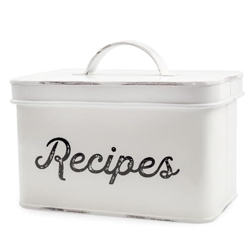 AuldHome Rustic White Recipe Box SH_1698