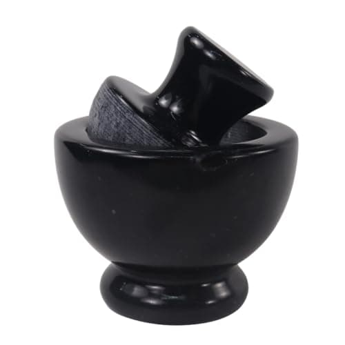 Marblous Krafts Black Marble Mortar and Pestle 4.5'