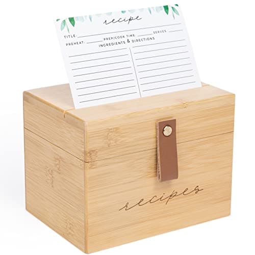 Pera Blanca Recipe Box Leather Handle Eucalyptus