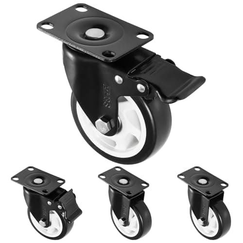 H&S 600KG Heavy Duty 4 Castor Wheels Black