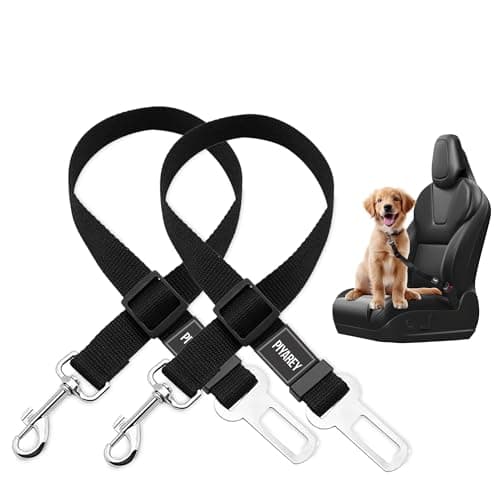 Piyarey Adjustable Dog Car Seat Belt Black 2-Pack