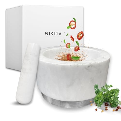 Nikita Silver Marble Mortar and Pestle Set