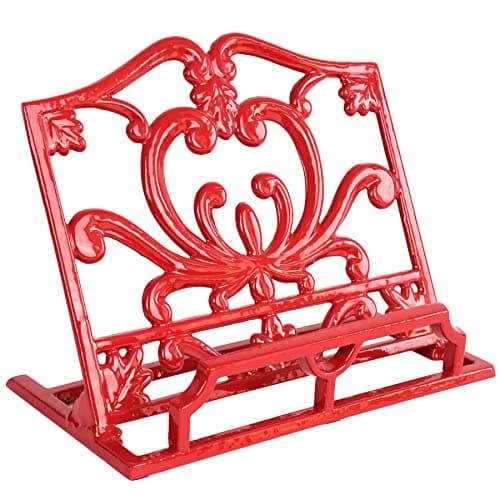 Minluful Red Floral Cast Iron Cookbook Stand