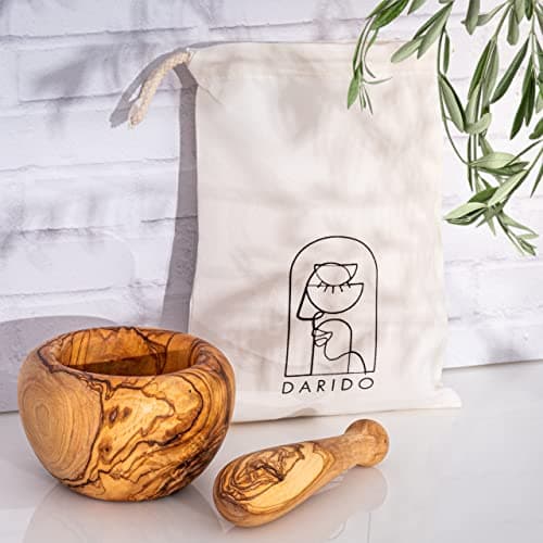 Darido Olive Wood Mortar and Pestle Set
