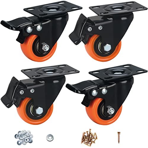 ASRINIEY 50mm Orange Polyurethane Swivel Castor Set