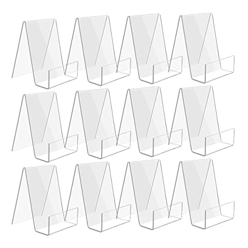 Worown 12-Pack Clear Acrylic Book Stands